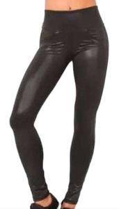 NWT Bia Brazil Activewear Faux Leather Shine Leggings with pockets sz SM MED